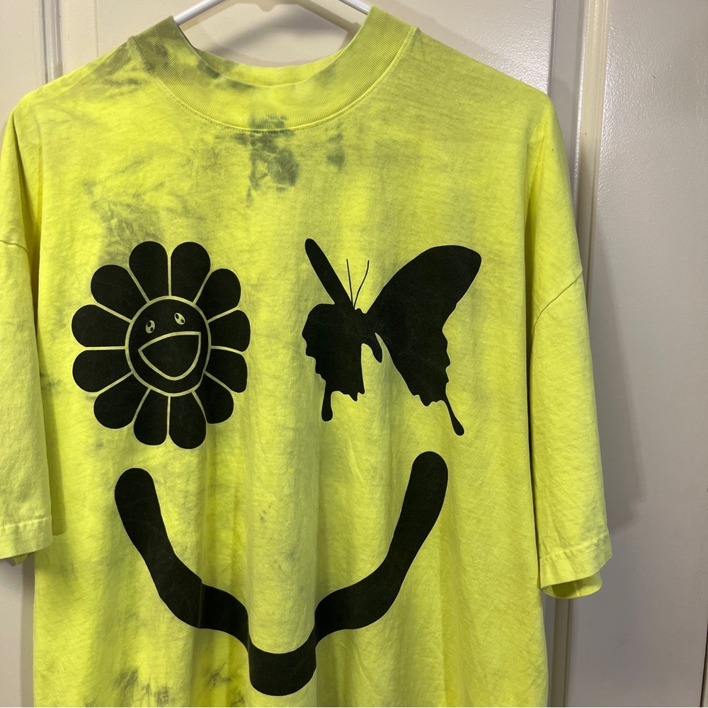 Neon Yellow Graphic Short Sleeve Tee with Black Print